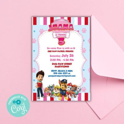 Printable Paw Patrol Invitation Card