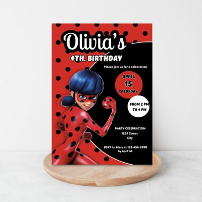 Miraculous Ladybug Birthday Invitation