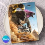 Godzilla Kong Birthday Invitation
