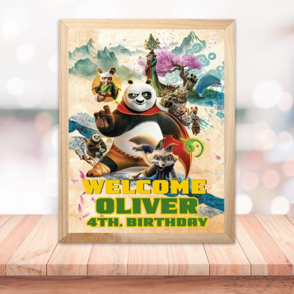 Editable Kung Fu Panda birthday welcome sign for boys – digital party poster
