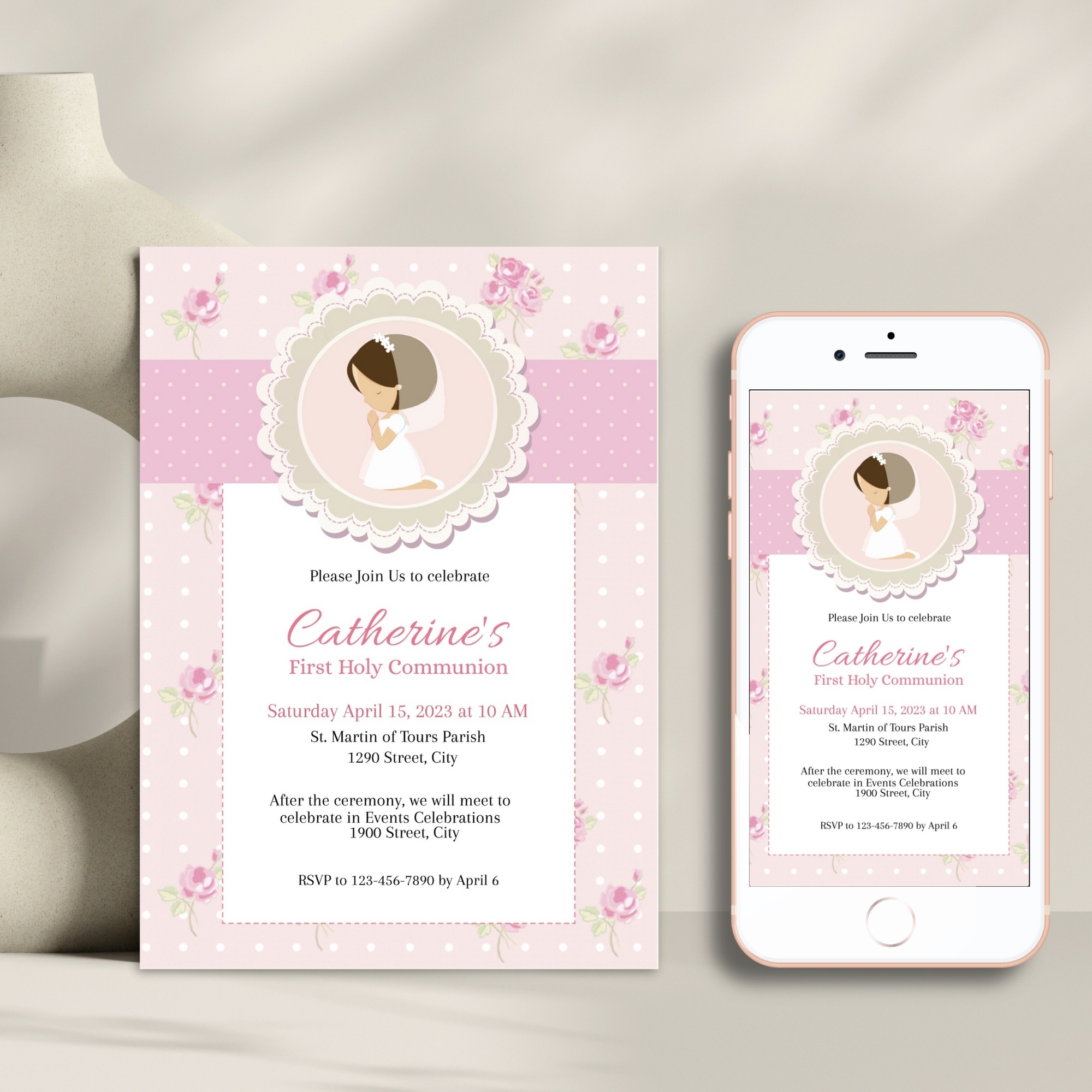 first holy communion invitation template, communion invite, editable first communion invitation First Holy communion invitation