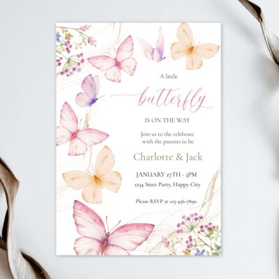 butterfly baby shower invitation