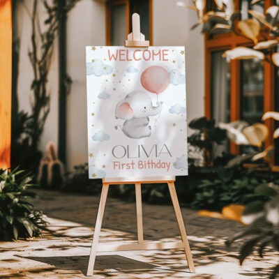 baby elephant welcome sign