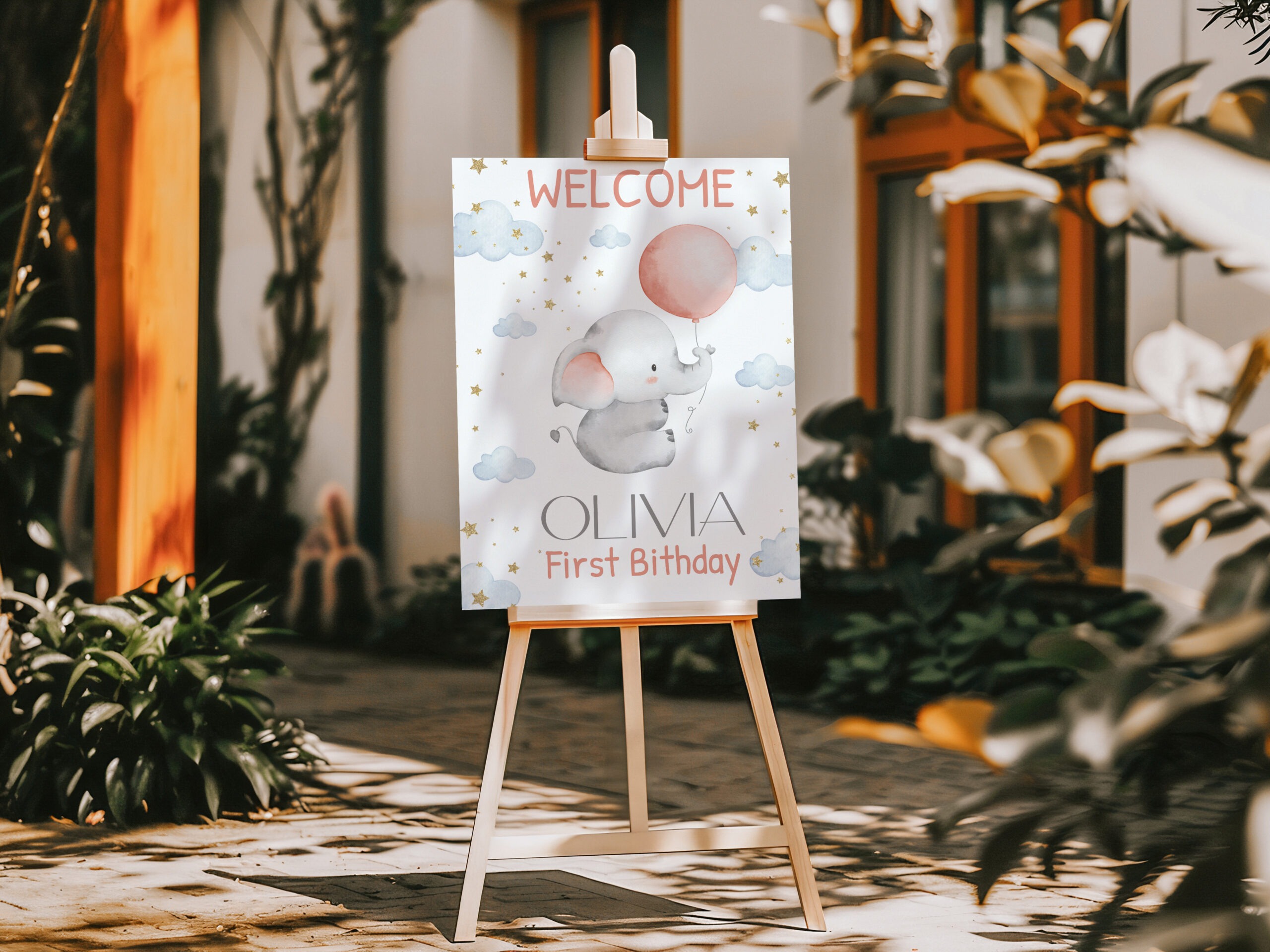 editable baby elephant birthday welcome sign baby elephant welcome sign
