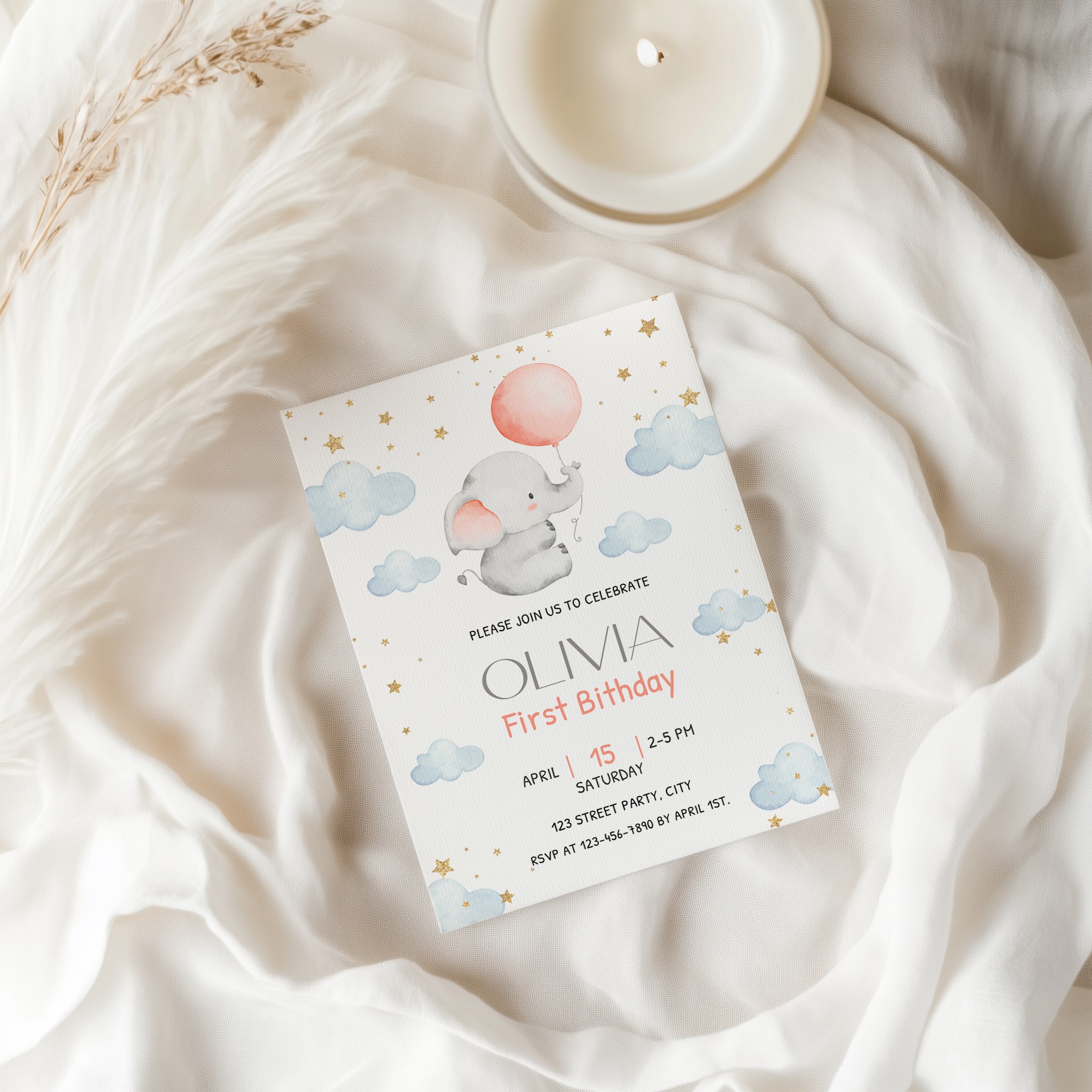 baby elephant first birthday invitation baby elephant first birthday invitation