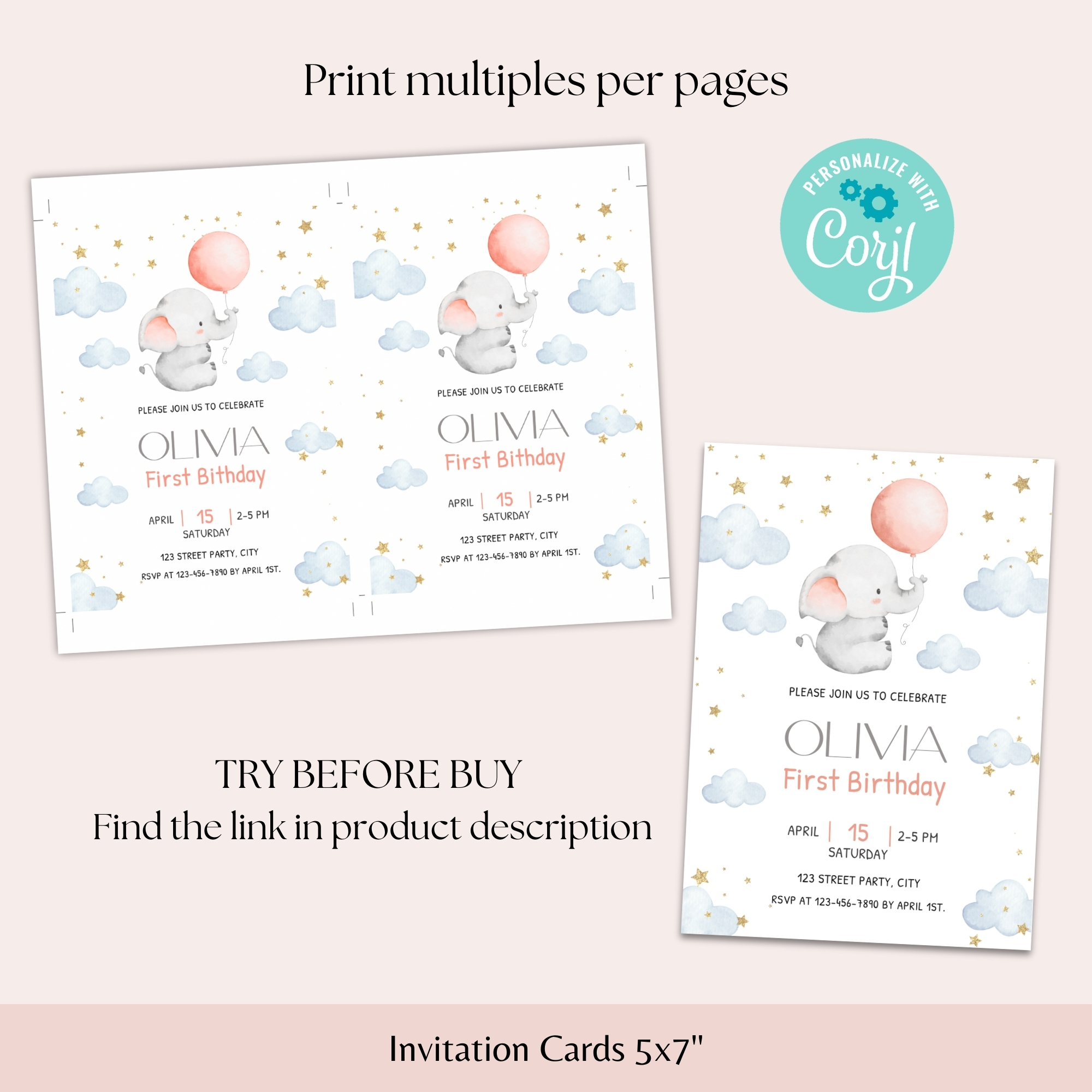 baby elephant first birthday invitation baby elephant first birthday invitation