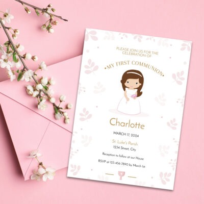 first holy communion girl invitation
