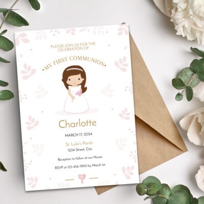 first holy communion girl invitation