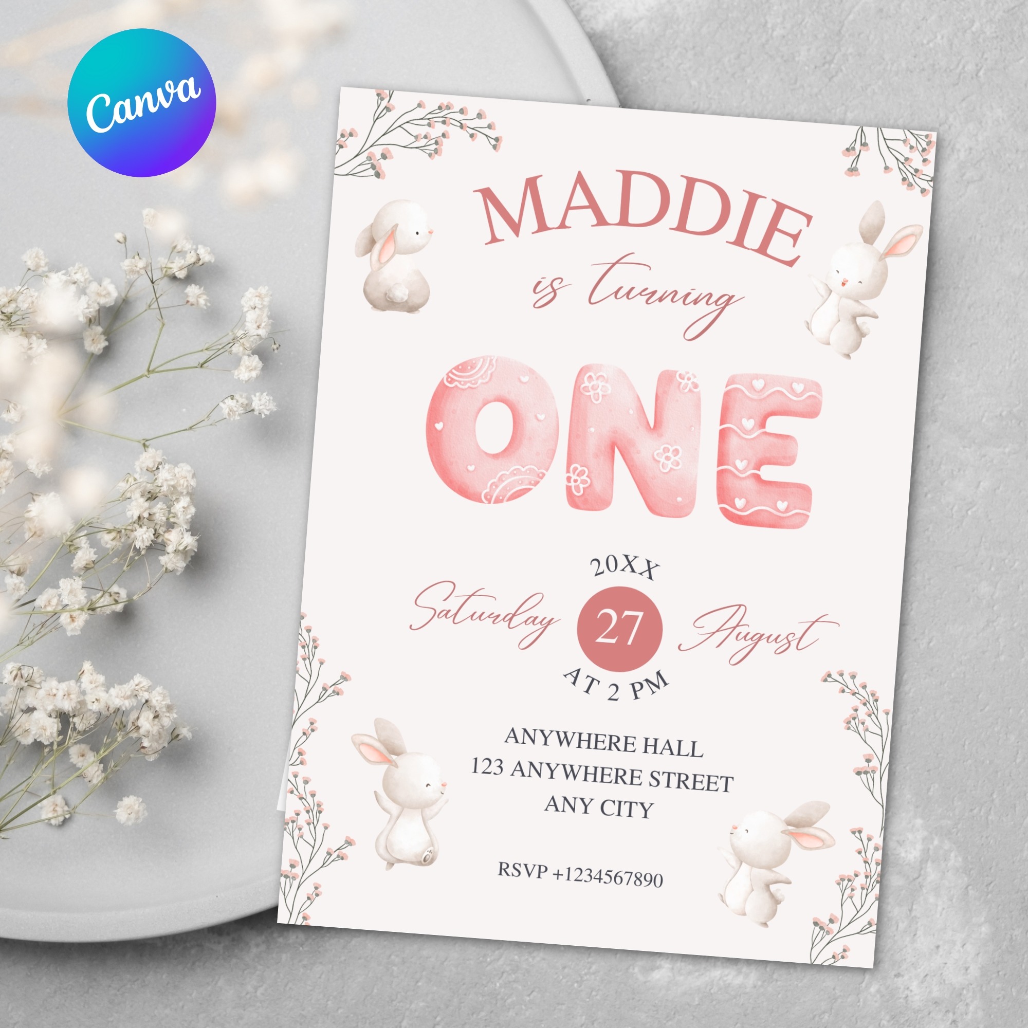 watercolor rabbit birthday invitation watercolor rabbit birthday invitation