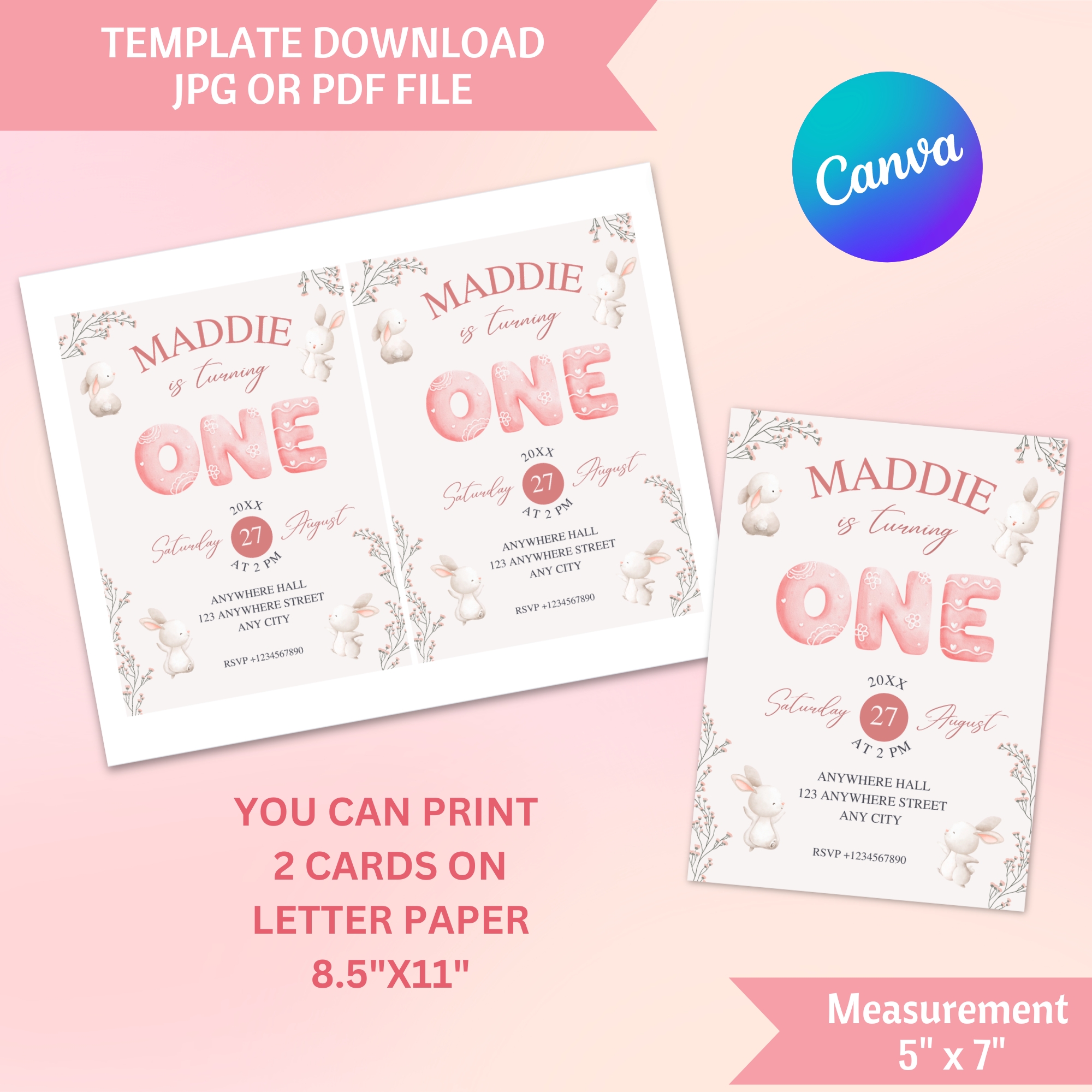 watercolor rabbit birthday invitation watercolor rabbit birthday invitation