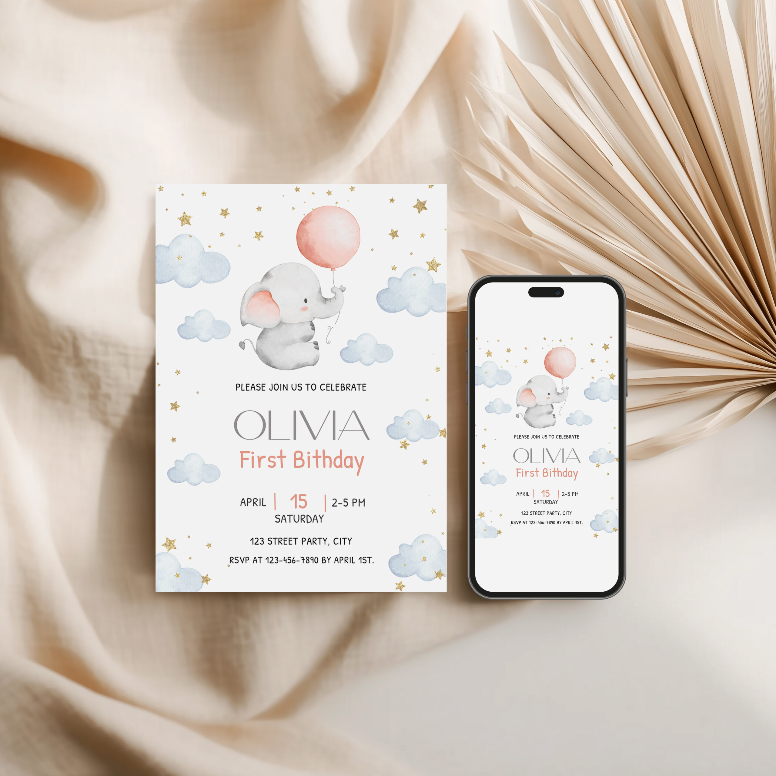 baby elephant first birthday invitation baby elephant first birthday invitation