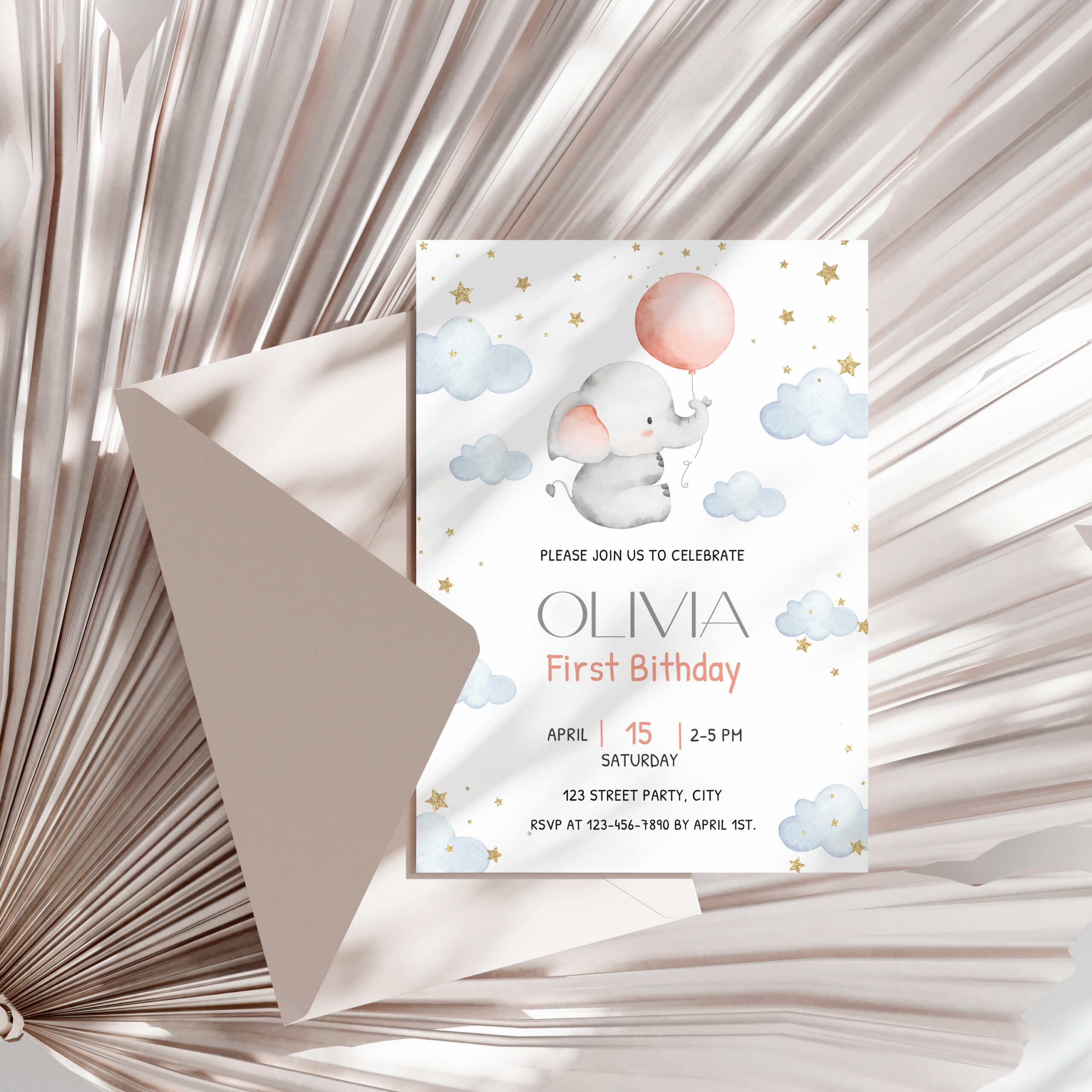 baby elephant first birthday invitation baby elephant first birthday invitation