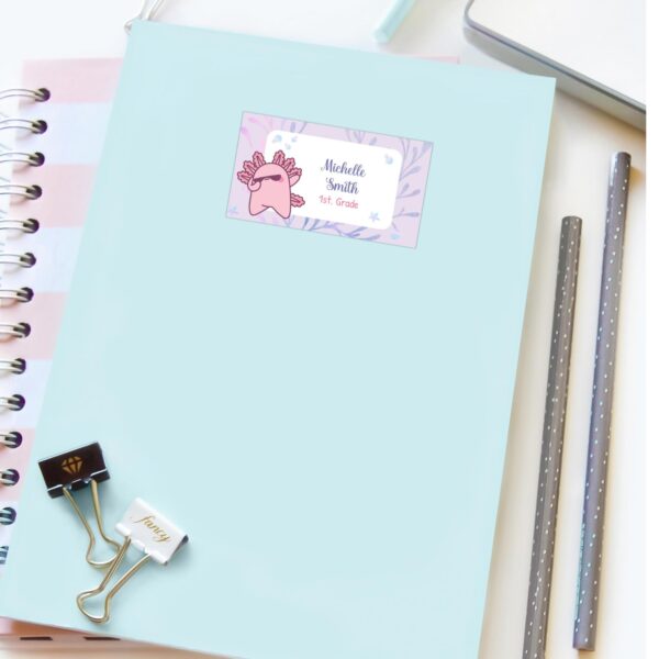 Axolotl Sticker, Kids name labels, School name labels, Classroom Labels, School supply labels, Custom text sticker