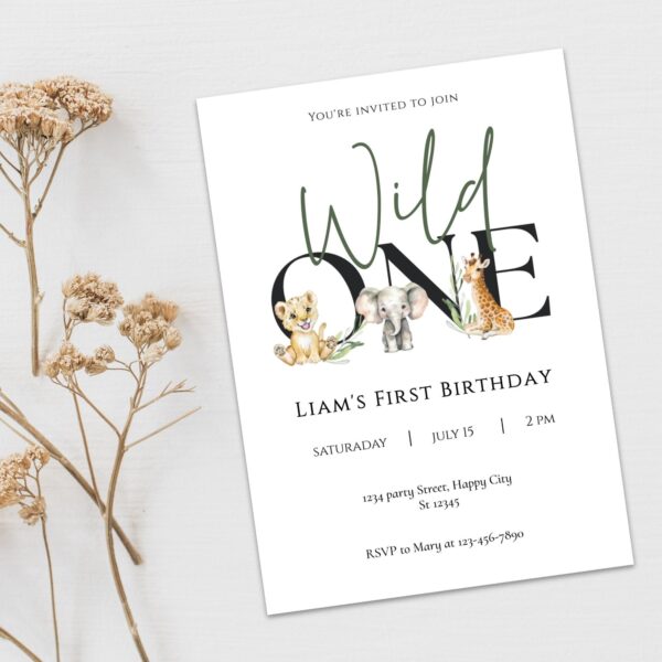 Wild One Birthday Welcome Sign Editable | Safari Jungle Party Decor Corjl | First Birthday Poster Digital Download